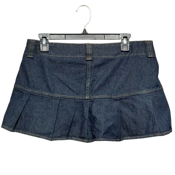Y2K Style Micro Mini Dark Denim Skirt Shorts Skort Pockets Pleats Womens Size 6 - Picture 3 of 10